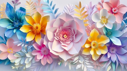 Wall Mural - paper flowers background generative ai