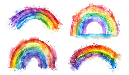 Wall Mural - Graphic watercolor rainbow with transparent background.