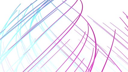 Poster - Abstract sketch of bending narrow lines in beautiful spiral. Motion. White sheet and colorful stripes.