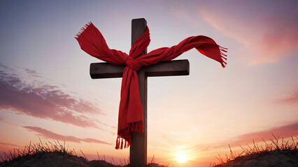 Sticker - Sunset Christian cross easter religious background
