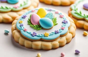 Wall Mural - easter cookie, in cartoon style, isolated on trendy white background