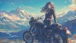 少女とバイク、山の風景6
