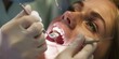 Woman checking teeth in dental, dental patient 
