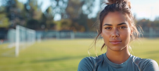 Wall Mural - Confident Young Athlete Enjoying a Sunny Day on the Soccer Field
