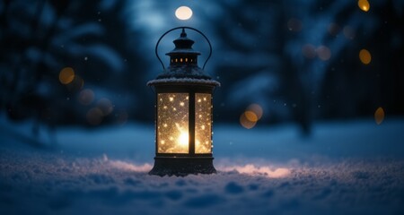 Canvas Print -  A solitary light in the winter night