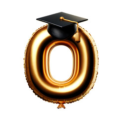  Gold letter O balloon with graduation cap