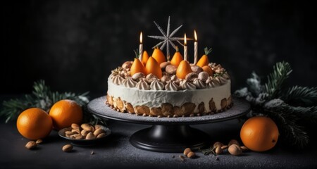 Canvas Print -  Nutty, fruity, and festive! A unique birthday cake for a special celebration