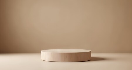 Poster -  Elegant simplicity - A round wooden object on a minimalist surface