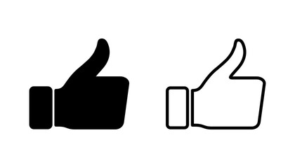 Thumbs up icon set. Hand like. Like icon vector.