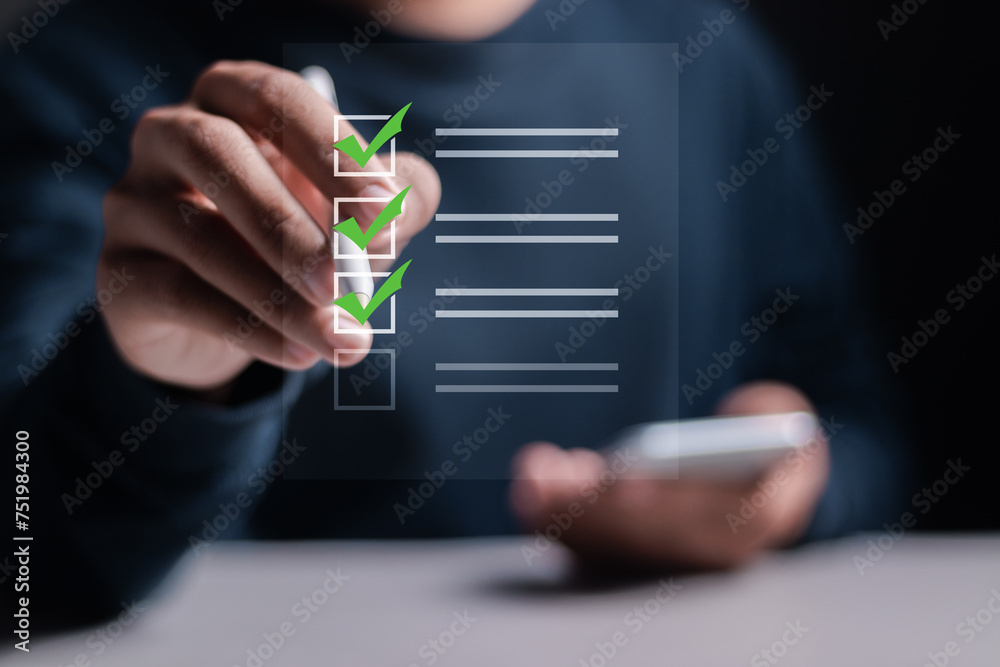 Questionnaire Checkboxes Survey form concept. Questionnaire with checkboxes, filling survey form ...