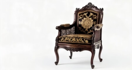 Poster -  Elegant antique chair with intricate design