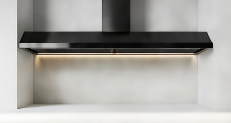 Sticker -  Modern kitchen design with sleek black hood and illuminated backboard