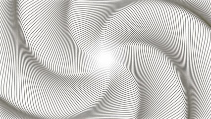 Poster - Spinning spiral with distorted waves of narrow lines. Design. Optical illusion with light glitch effect.