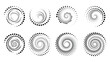 Set of Spiral Design Element. Halftone Vector Illustration. 