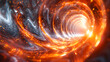 it looks like a wormhole in space with a lot of fire coming out of it
