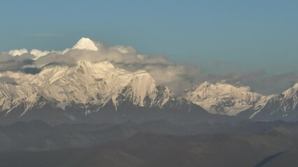 Sticker - Beautiful sunrise landscape of Minya konka mountain in Sichuan, China