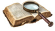 © master graphics  - open book and magnifying glass isolated on transparent background