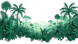 Fototapeta Pokój dzieciecy - Jungle rain forest trees shapes cutout isolated on transparent background