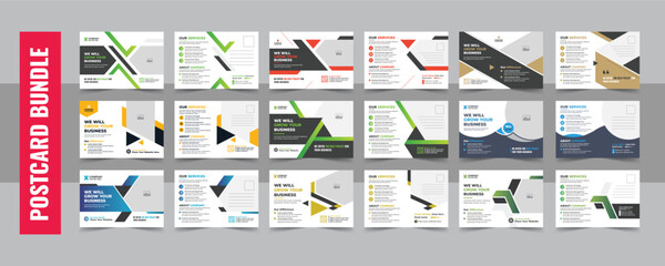 Wall Mural - creative modern postcard design template set, corporate eddm postcard design template bundle layout 