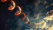 different planets fiery design for backgrounds.