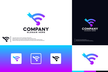 abstract digital signal ,with arrow target concept ,logo design inspiration.