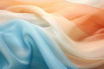 Poster - The texture of a light beige wool fabric gently billowing in the breeze. Cloth Abstract, Soft Waves Accentuate Texture Background, Ai generated