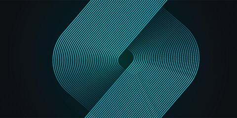 Wall Mural - Dark blue abstract background with wavy lines. Modern shiny blue gradient flowing wave lines. Dynamic wave. Futuristic technology concept. Suit for banner, brochure, cover, flyer, website