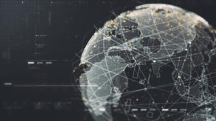 Aufkleber - Futuristic digitally generated holographic planet Earth in a loop 360 degree rotation for head up display and user interface design