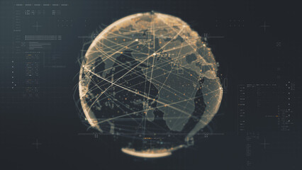 Aufkleber - Futuristic digitally generated holographic planet Earth in a loop 360 degree rotation for head up display and user interface design