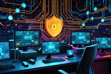 cyber security concept screen with code