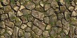 Stone pavement texture with moss growing between the rocks.