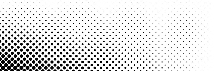 Poster - horizontal halftone of black circle design for pattern and background.