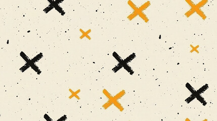 Poster - A pattern of black and yellow X's on a white background