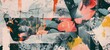 Abstract collage with a mix of textured elements and bold color splashes in red, black, and yellow, overprinted on faded floral patterns. The concept conveys a contemporary artistic design