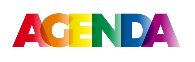 Wall Mural - the word agenda. vector banner with the text colored rainbow.