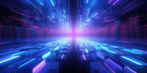Poster - Abstract image of blue and purple lights. Suitable for backgrounds and digital designs