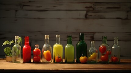 Poster - Bottles filled with different types of vegetables, perfect for food and nutrition concepts