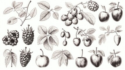 Poster - Fresh fruits hanging on a branch, perfect for healthy lifestyle concept