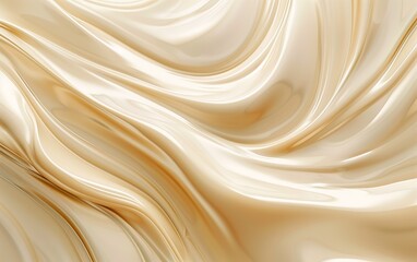 Poster - Abstract cream background with a milky wave texture, swirling liquid flow, and gradient splash pattern. Satin ripple and creamy silk spread evoke a sense of smooth syrup.