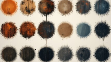 Poster - Vibrant paint splatters on a textured wall, suitable for design projects