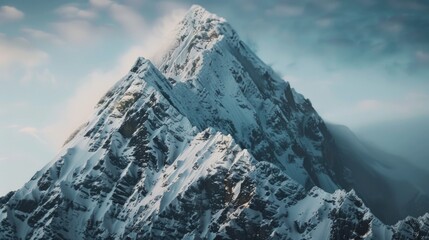 Aufkleber - Majestic snow covered mountain against a beautiful sky background. Perfect for travel and nature concepts