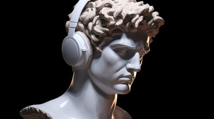 Wall Mural - A statue of a man wearing headphones, perfect for music-related projects