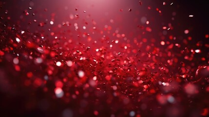 Poster - Red confetti on black background, suitable for festive occasions