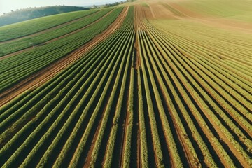 Poster - Aerial view of a lush crop field, perfect for agricultural concepts