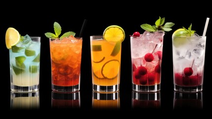 Poster - Four different types of drinks lined up, suitable for beverage concepts