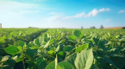 Aufkleber - Vibrant green plants against a clear blue sky, ideal for nature concepts