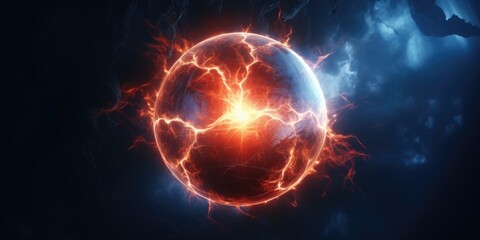 Poster - A ball of fire flying through the air, suitable for various uses