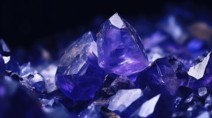 Poster - A close-up of a bunch of purple crystals. Ideal for science or geology concepts