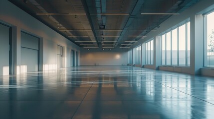 Poster - A large empty room with an abundance of natural light. Ideal for interior design concepts