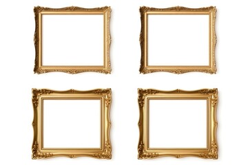 Poster - Elegant golden frames on a clean white background, perfect for adding a touch of luxury to your designs
